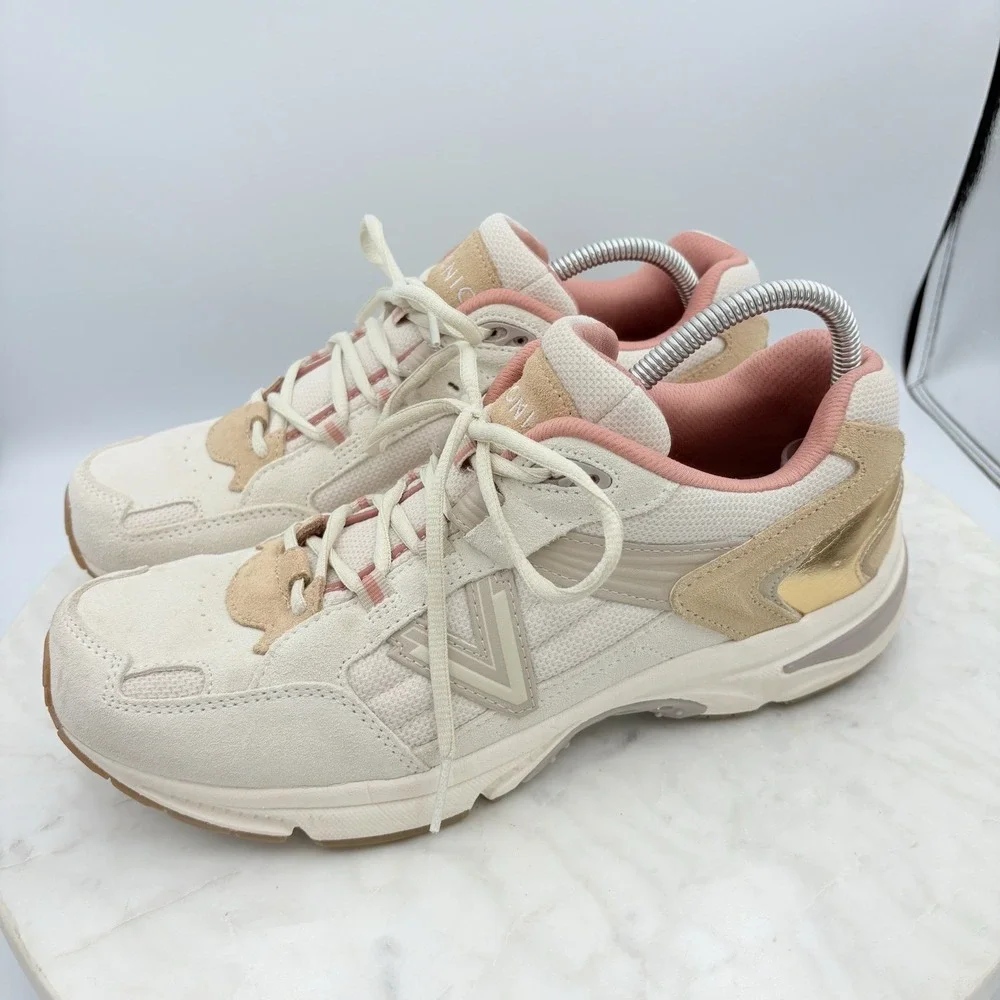 Womens Vionic 23Walk 2.0 Cream/sand Suede Walking Shoes Sneakers Size 12 Support - Picture 3 of 11